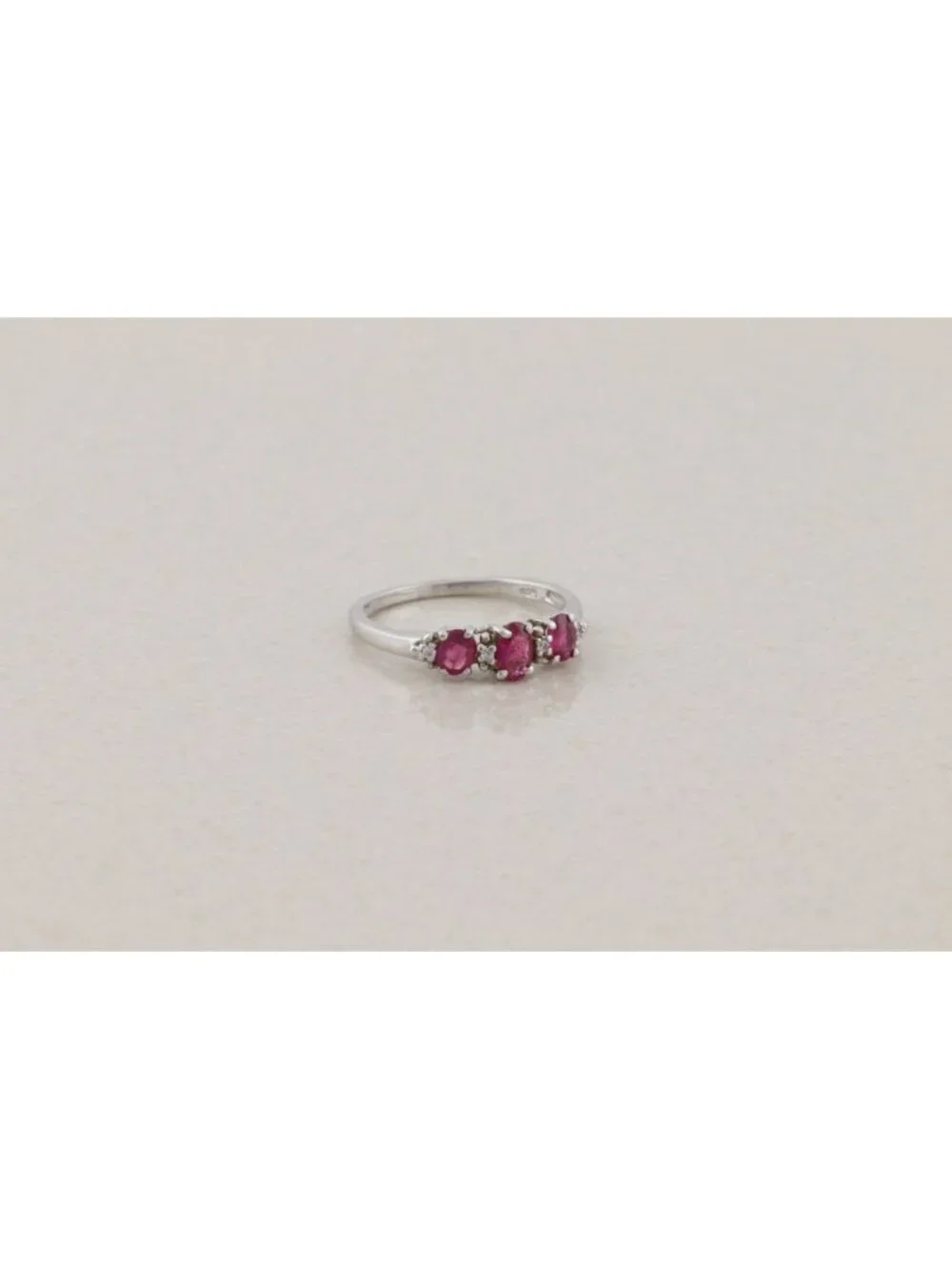 Sterling Silver Natural Ruby and White Zircon Ring Size 6 1/4 Woman Teen Child